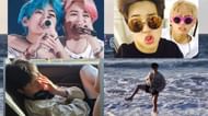 BTS members wishing Jimin birthday (Images via X/@thv, @rkive, & @uarmyhope)